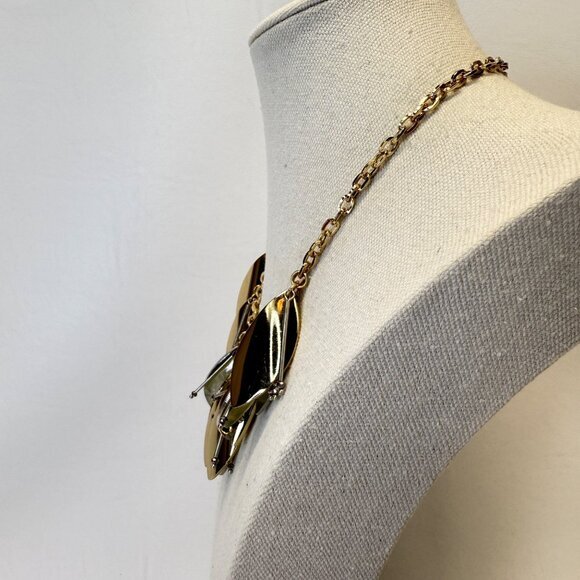 Natasha Chunky Statement Collar Necklace Gold-Tone Chain Adjustable Marked - Picture 5 of 8